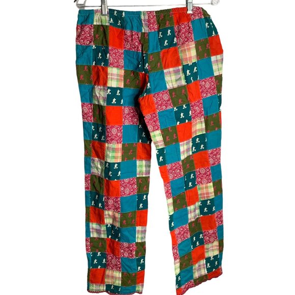 Disney Parks Mickey Mouse Lounge Pants M Multicolored Patchwork Elastic Waist - Picture 3 of 5